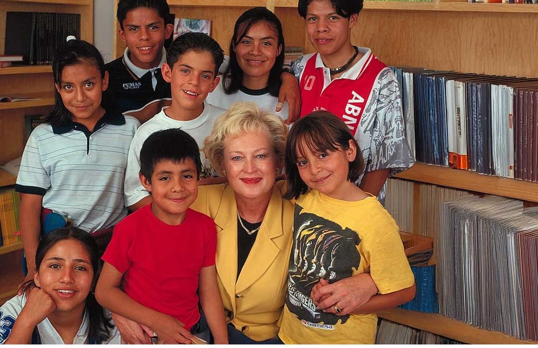 Christel DeHaan with a few students