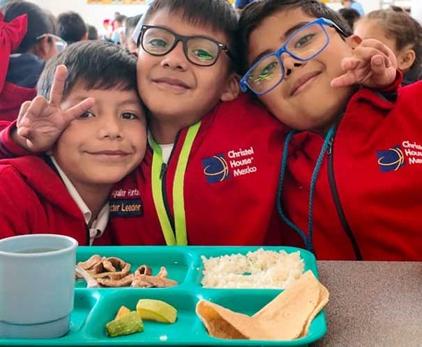 A few students at lunch at Christel House Mexico