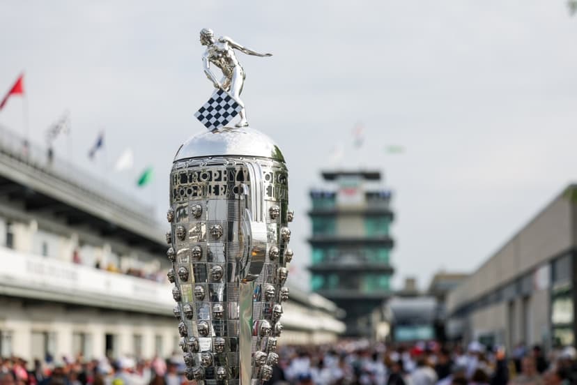 Close up shot of the borg warner with the pagoda at IMS in the background