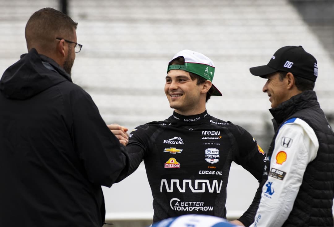 Pato O'ward engaging with a fan